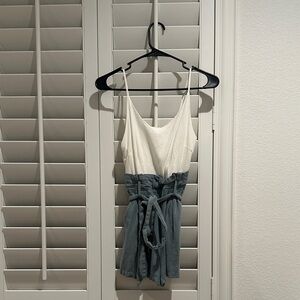 Altar'd State White and Blue Mini Romper